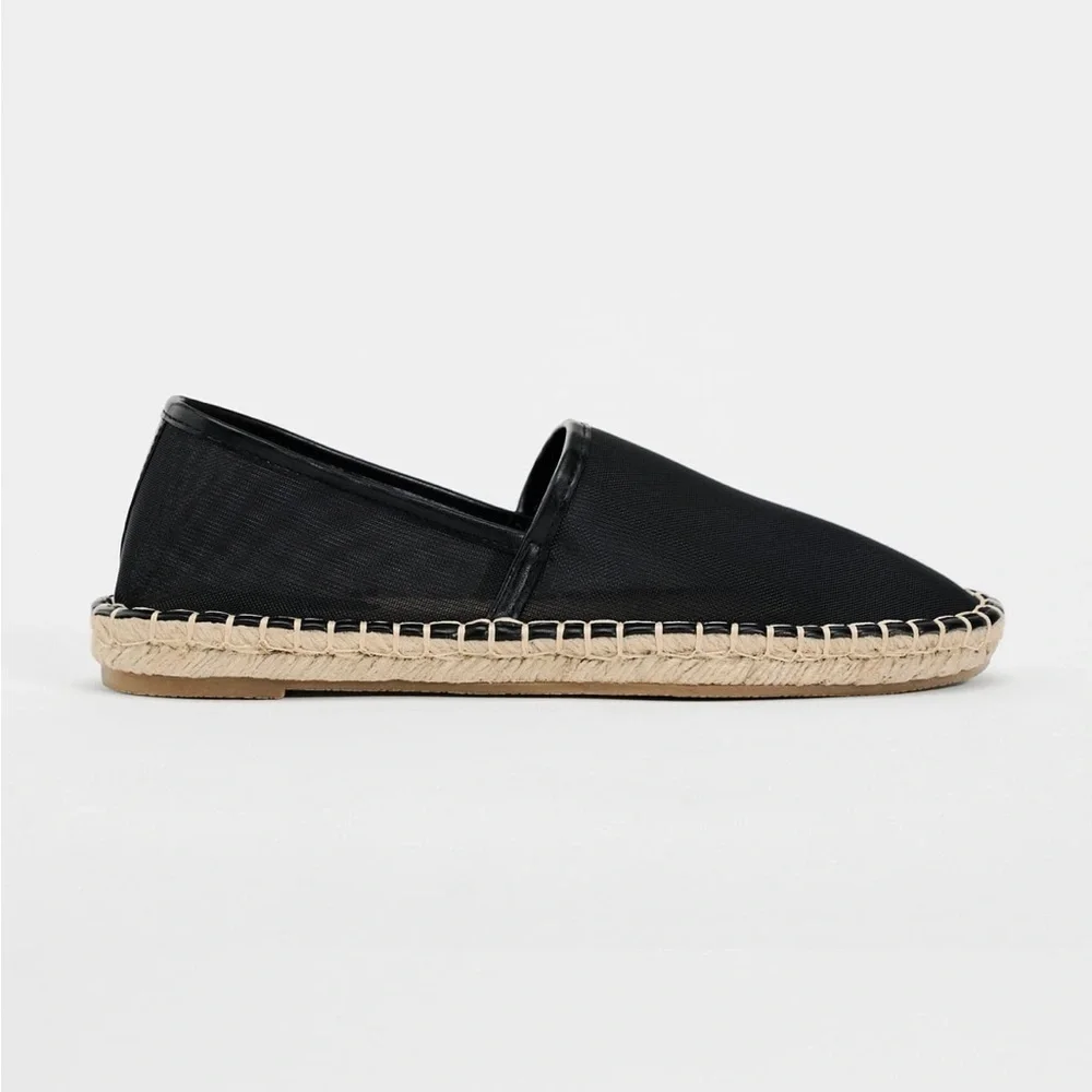 New ZARA Mesh Espadrilles With Jute Soles